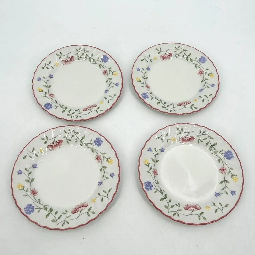 JOHNSON BROS. Set of 4 Vintage White Floral England Bread & Butter Plate 6.25